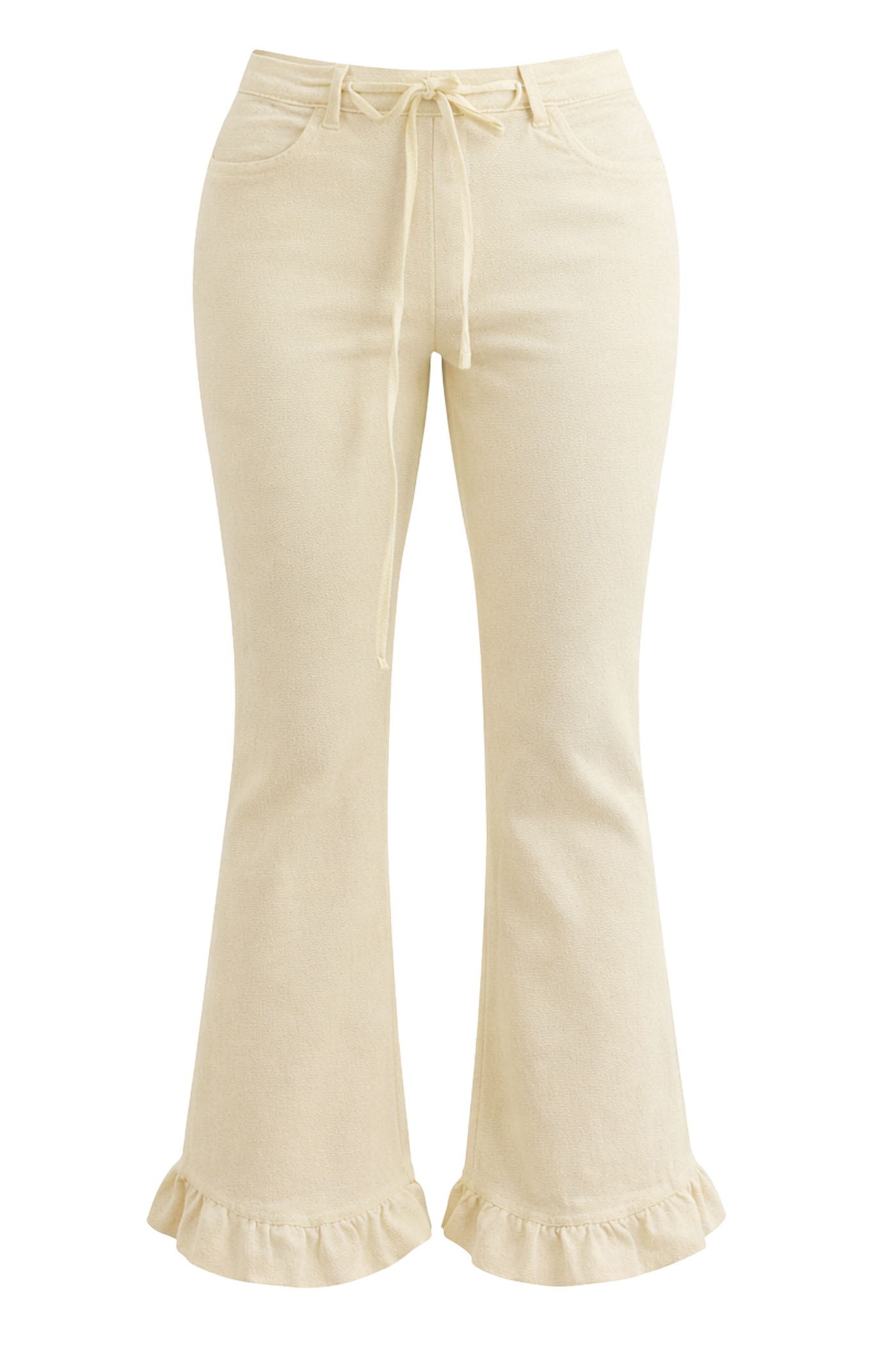 TULLY MID RISE RUFFLE HEM PANT WHITE