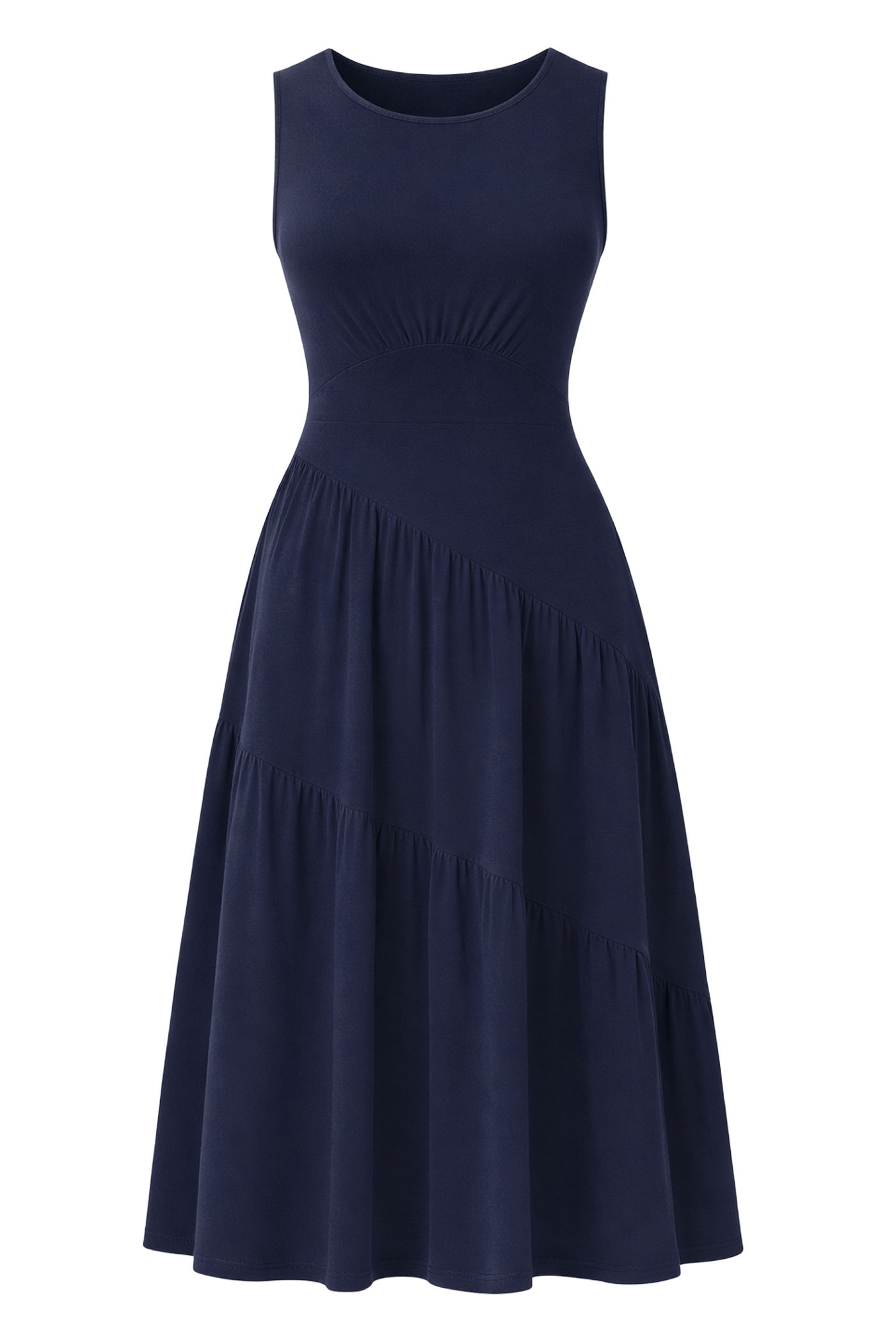 ROME ASYMMETRIC HEM SLEEVELESS DRESS BLUE