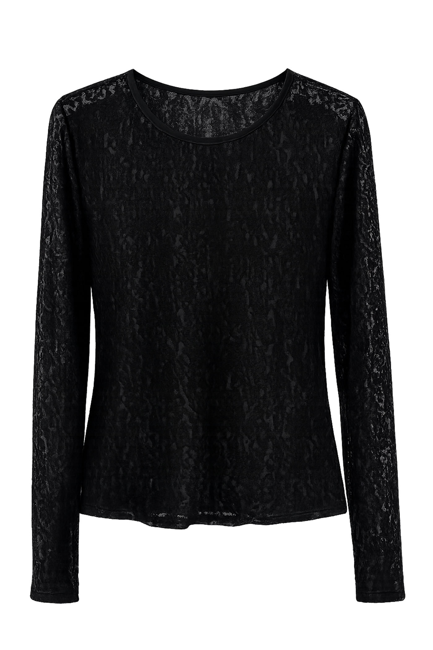 FELICITY CREW NECK L/S LACE TOP BLACK