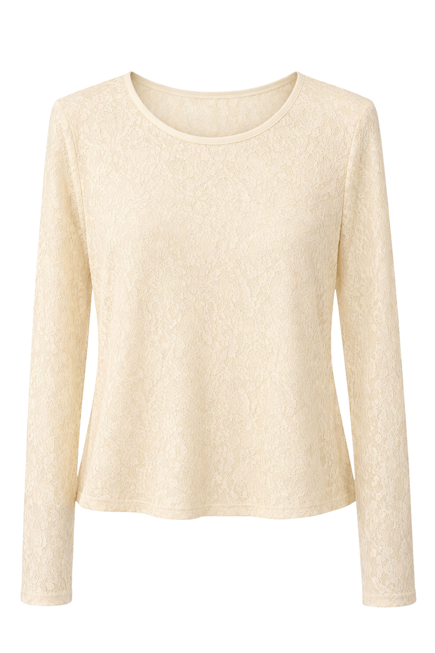 FELICITY CREW NECK L/S LACE TOP WHITE