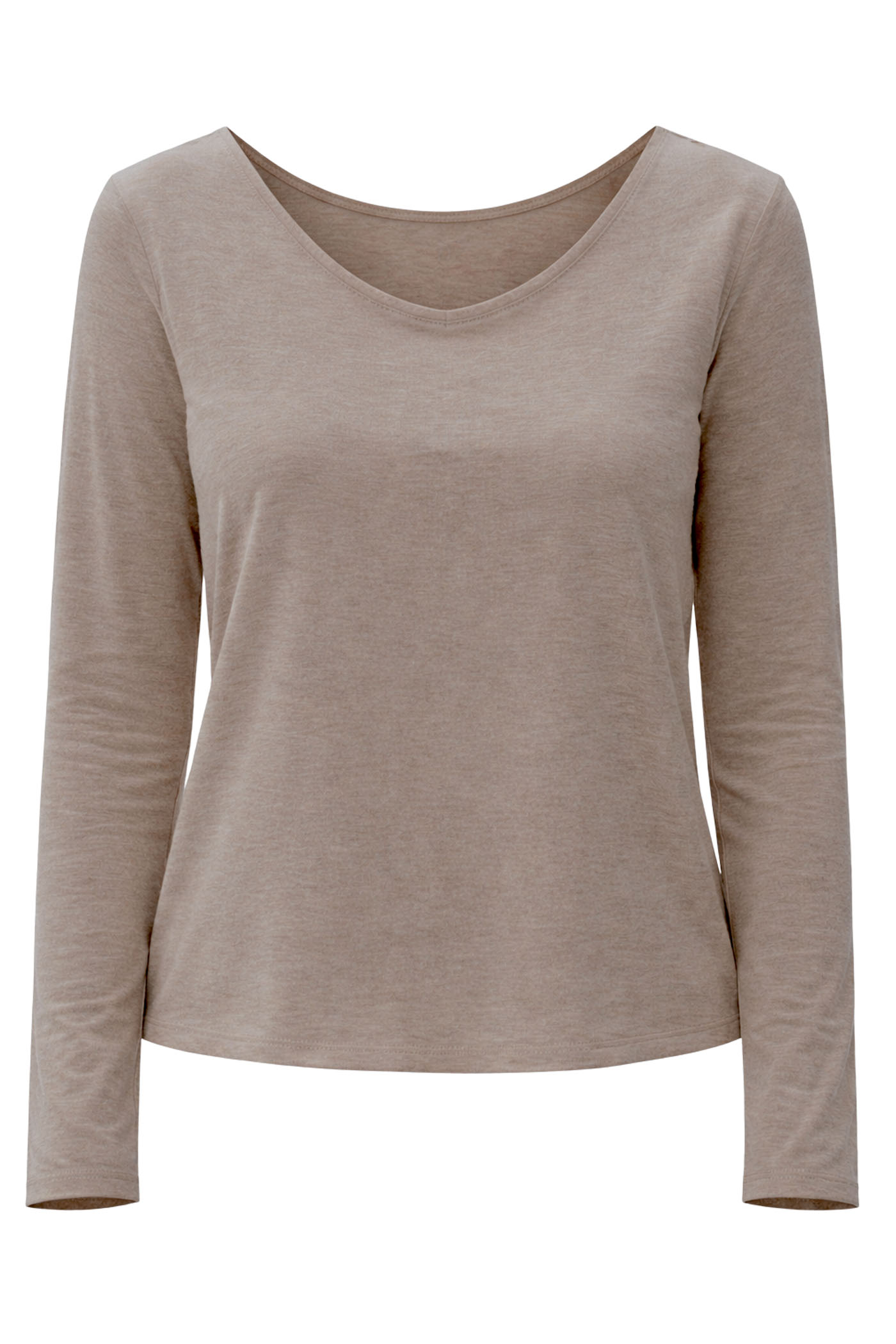 TAIJA V-NECK LONG SLEEVE KNIT TOP BEIGE