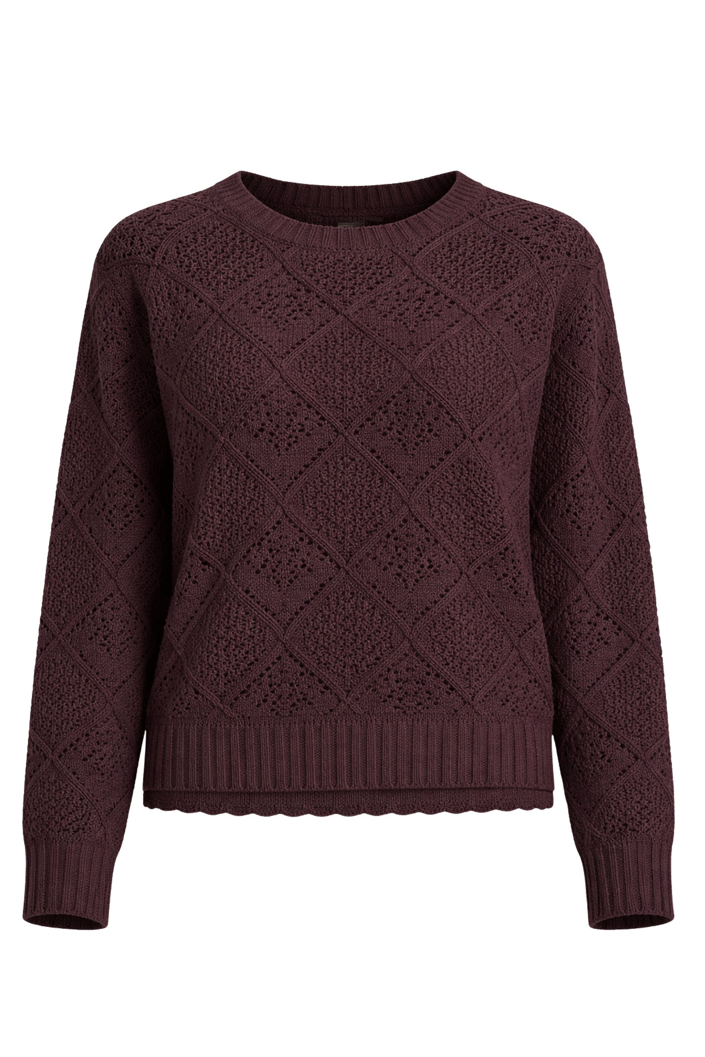 TORRANCE CROCHET L/S SWEATER WITH LACE TRIM DETAILS SWEATER PURPLE