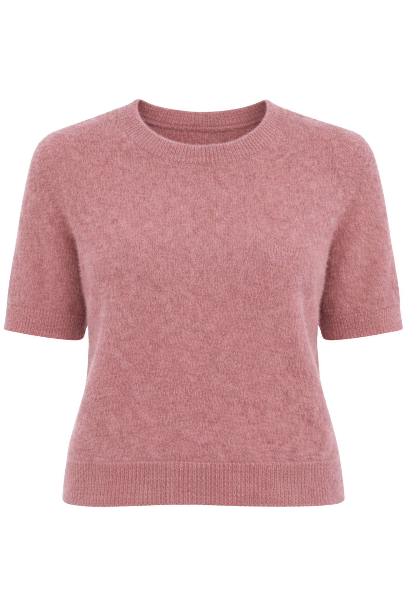 SUSIE SHORT SLEEVE CREW NECK FUZZY SWEATER PINK