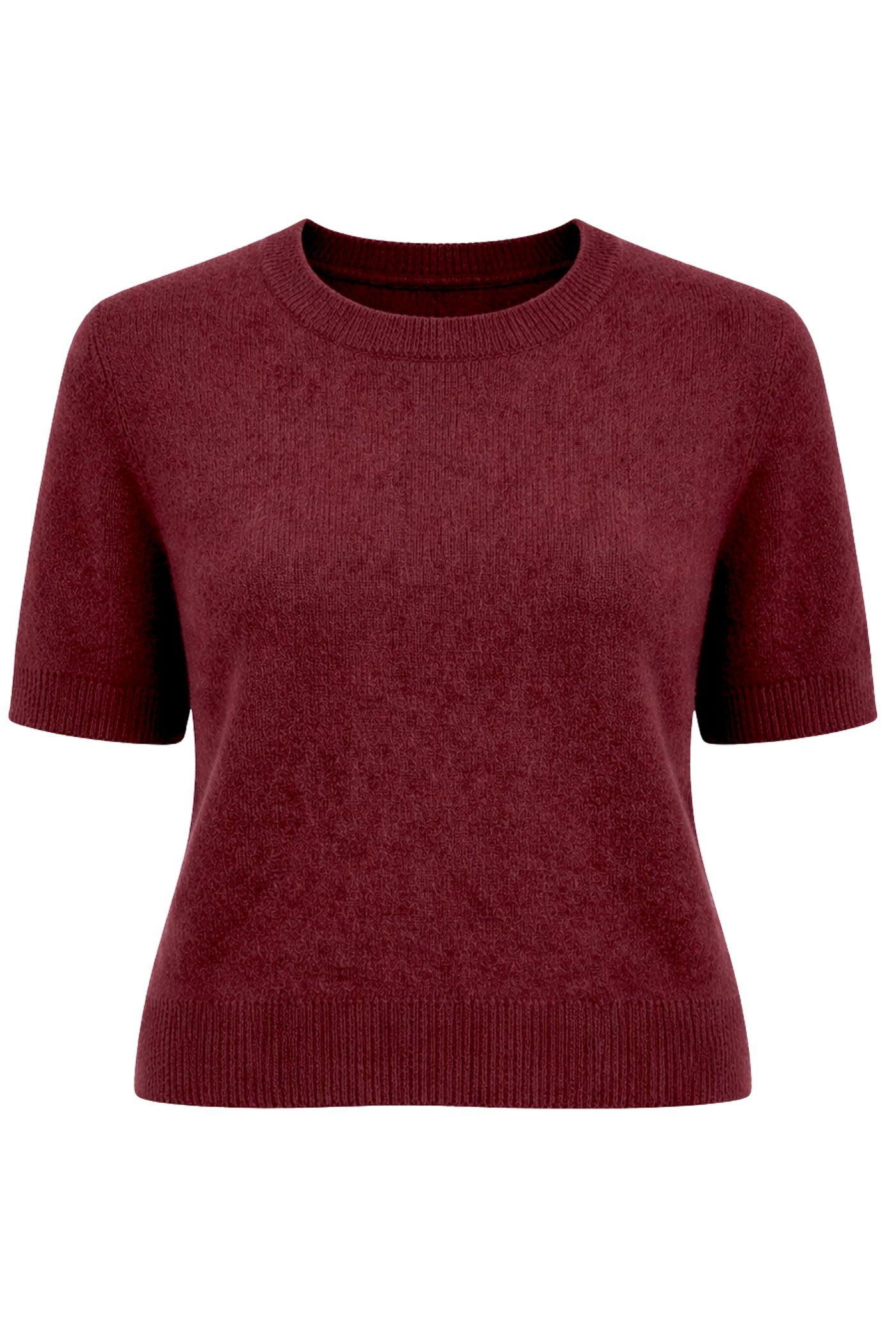 SUSIE SHORT SLEEVE CREW NECK FUZZY SWEATER RED