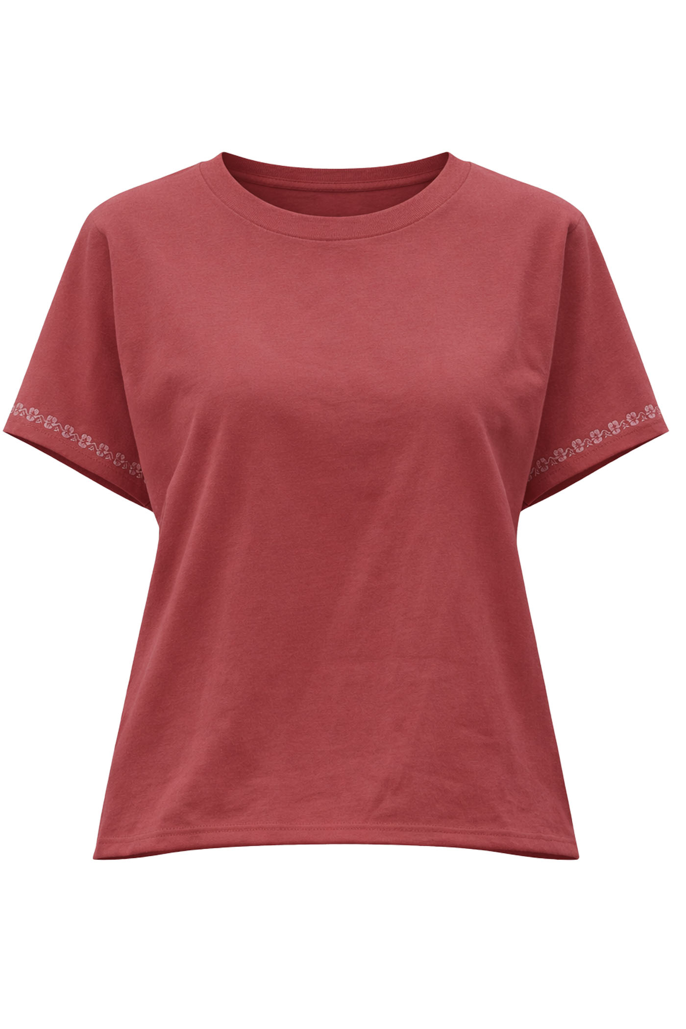 LINA CROCHET DETAIL SHORT SLEEVE SWEATER RED