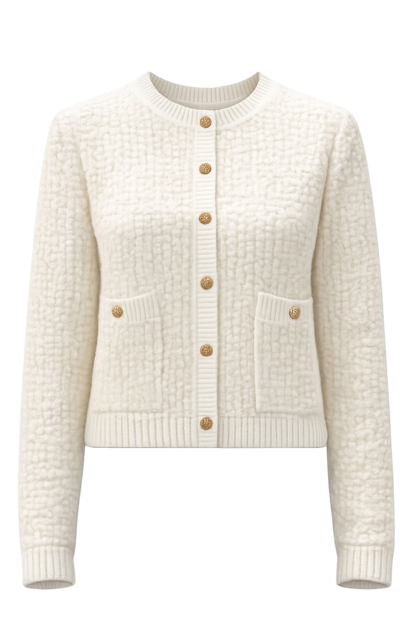 LOLLIE FRONT POCKET BUTTON SWEATER CLASS WHITE