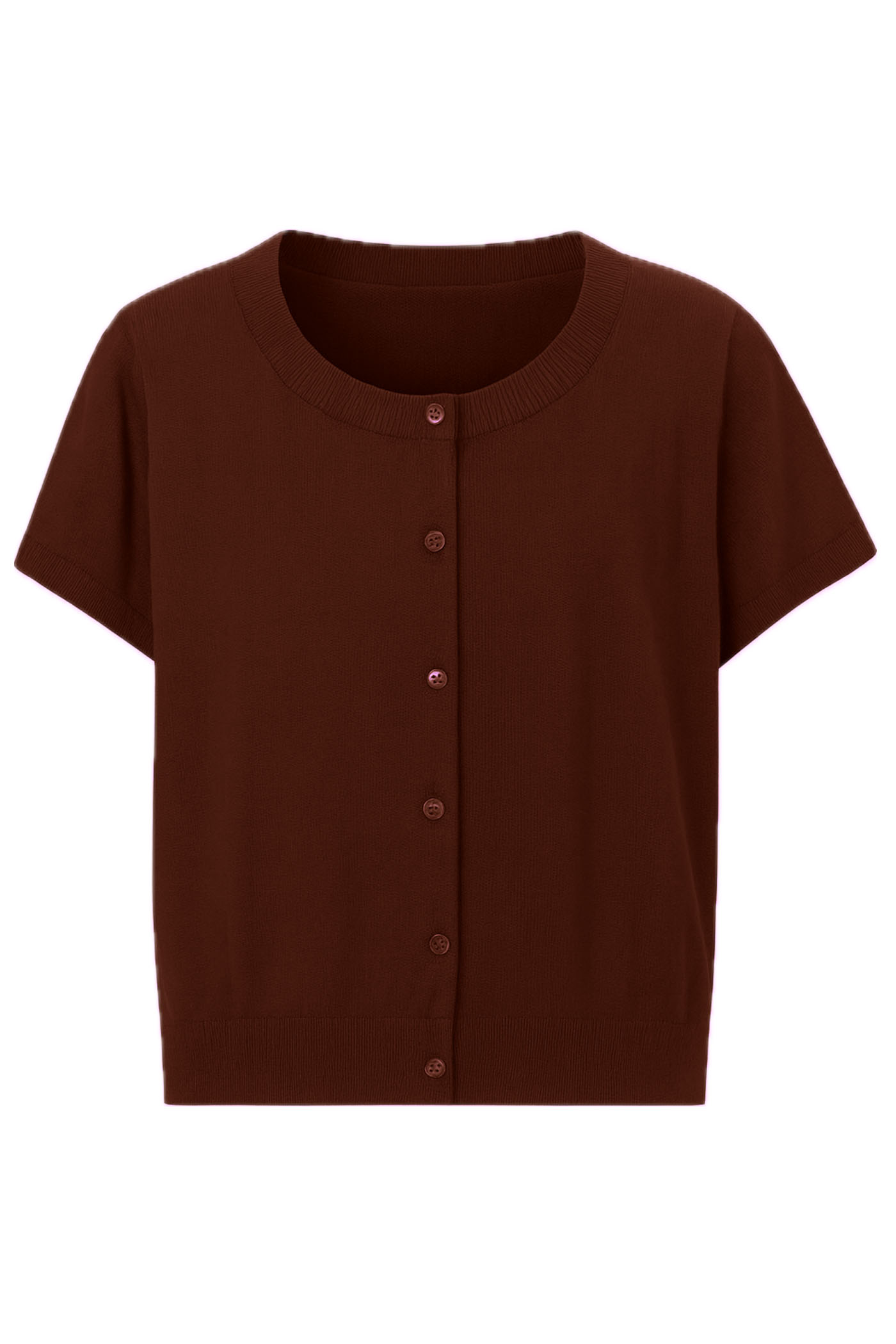 YESSENIA CREW NECK S/S BUTTON FRONT SWEATER RED