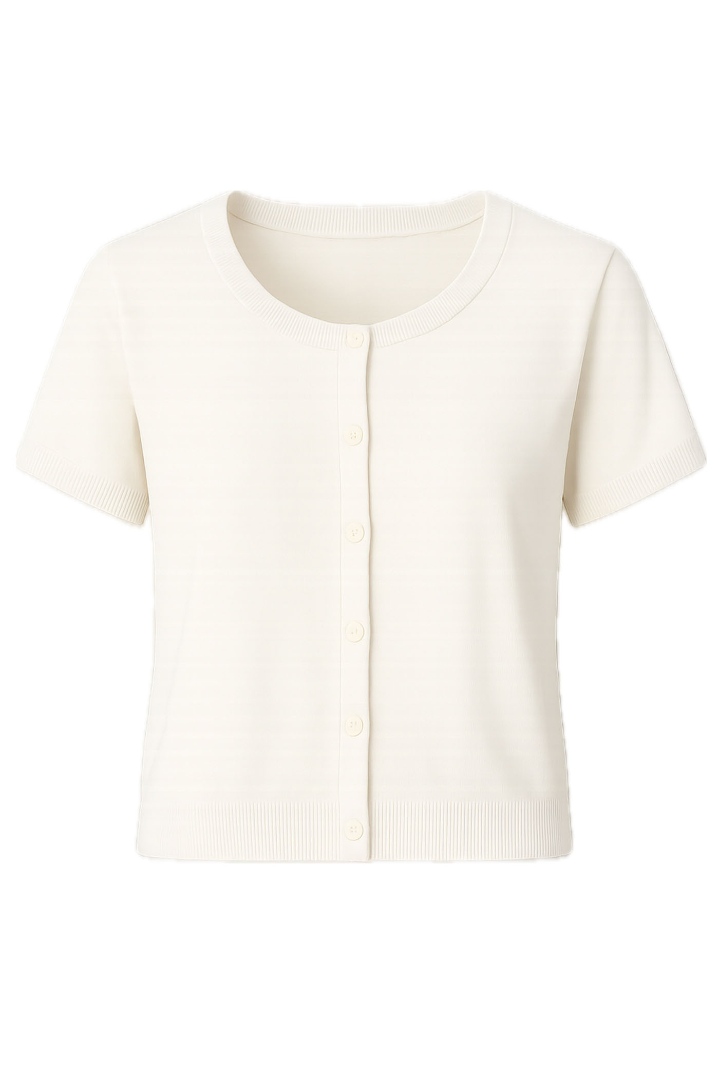 YESSENIA CREW NECK S/S BUTTON FRONT SWEATER WHITE