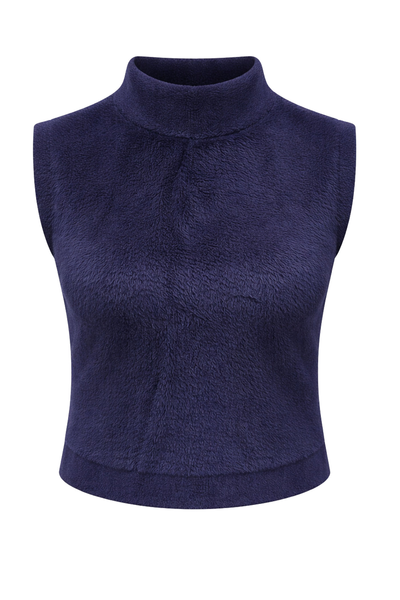 HALIA CREW NECK FUZZY VEST BLUE