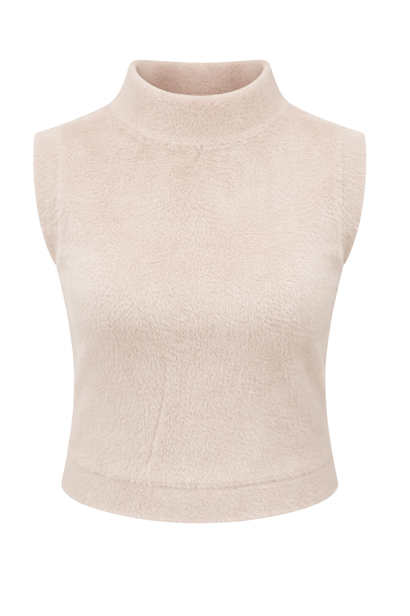 HALIA CREW NECK FUZZY VEST WHITE