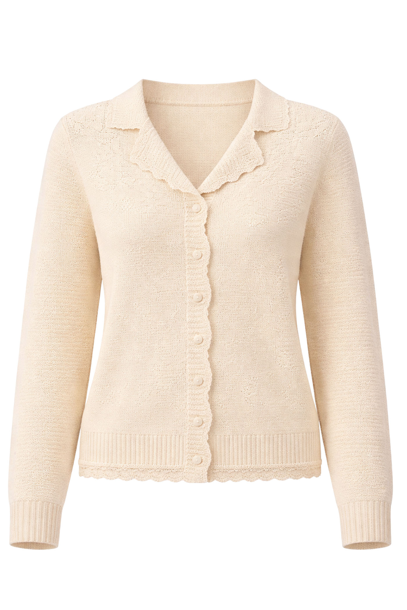 KANANI FLORAL CROCHET L/S BUTTON FRONT CARDIGAN SWEATER WHITE