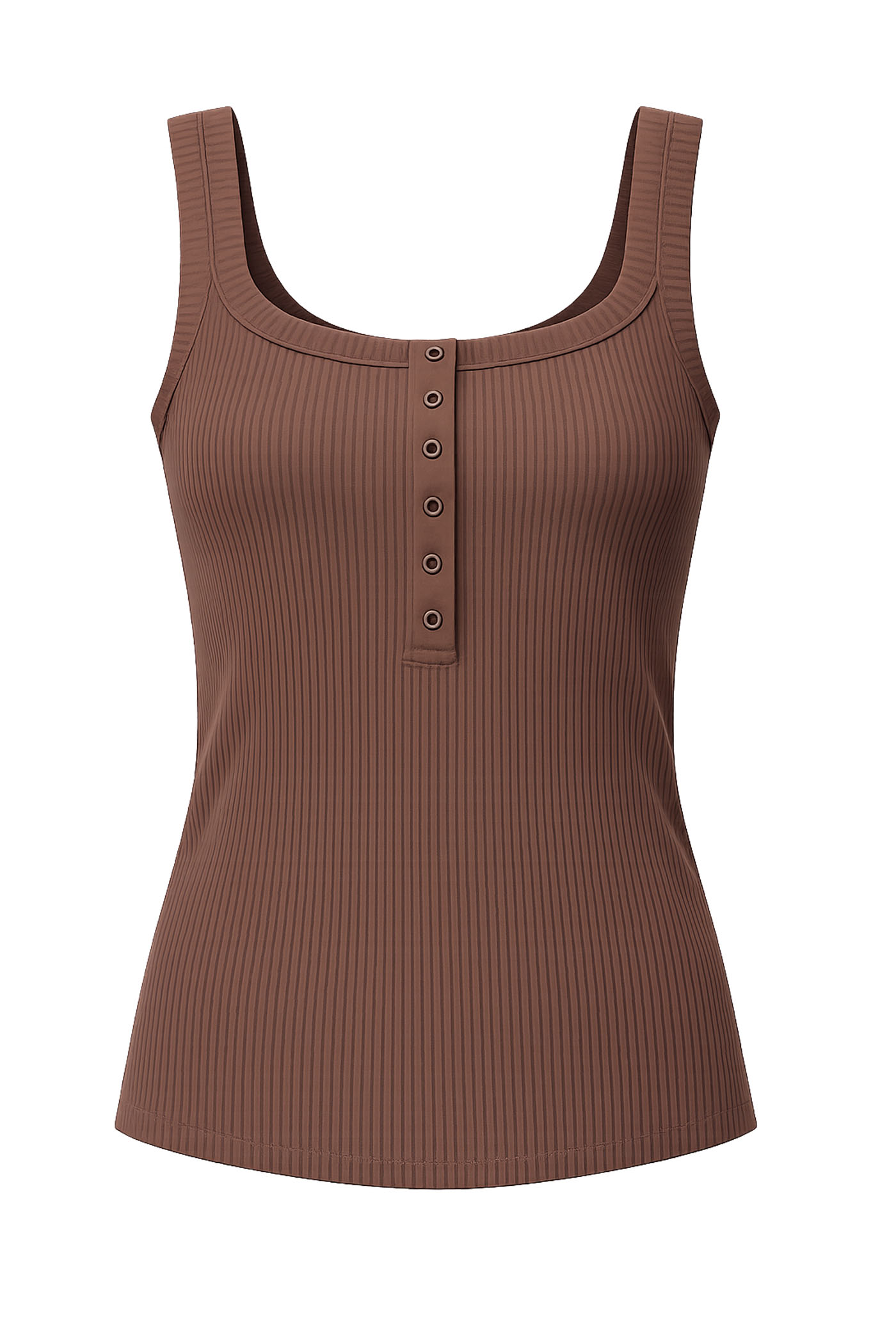 BROOKE FITTED BUTTON FRONT TANK BROWN