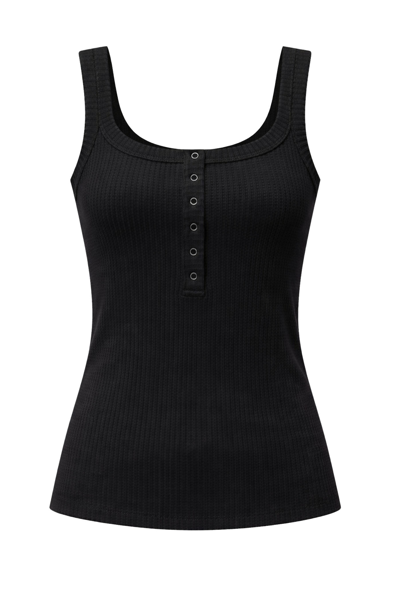 BROOKE FITTED BUTTON FRONT TANK BLACK