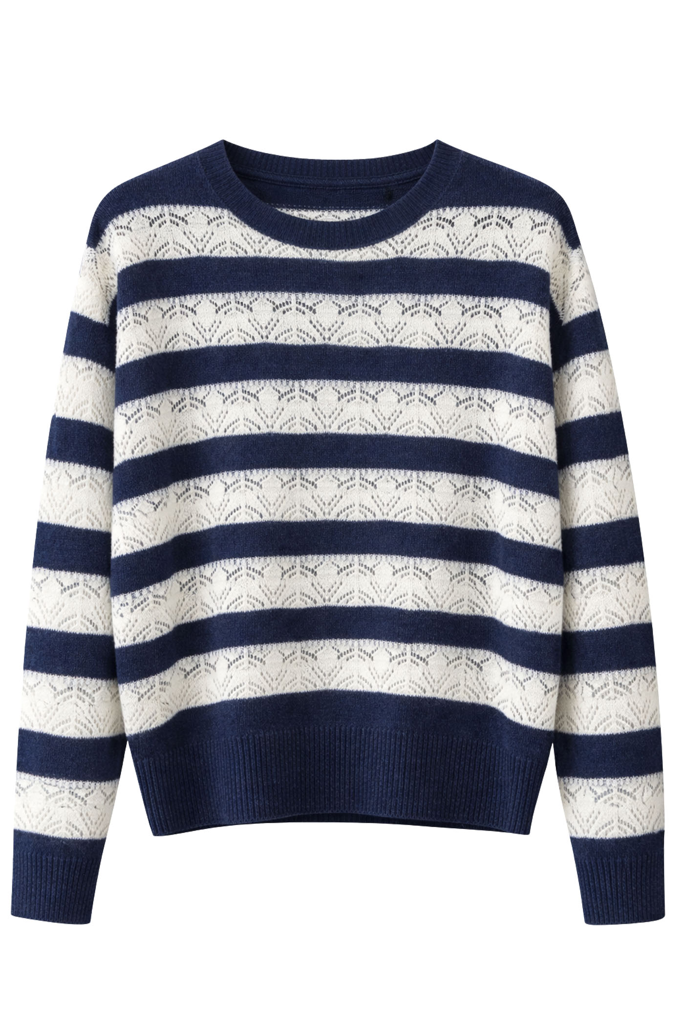 LEONORA L/S POINTELL STRIPE SWEATER BLUE