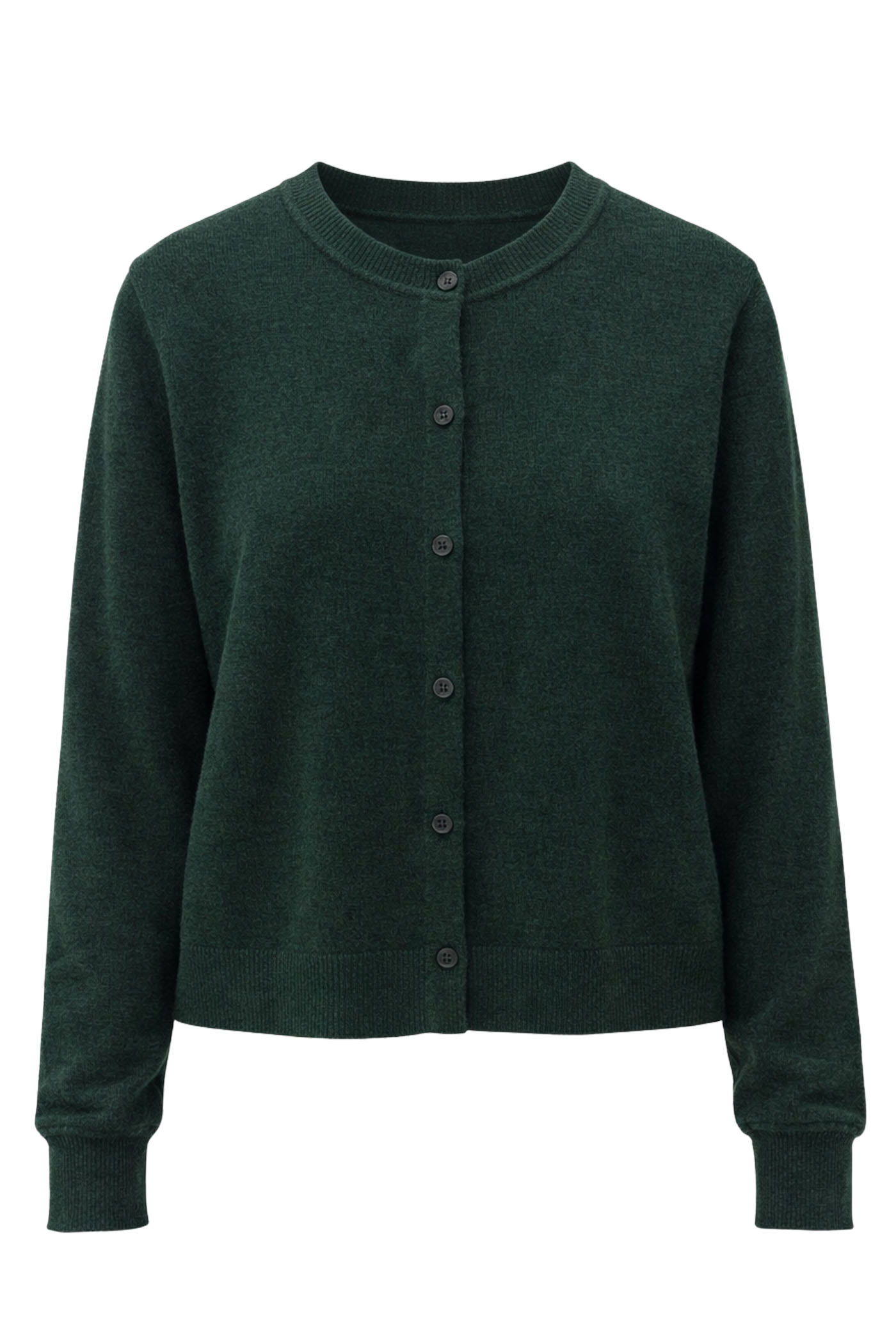 YASMINA CREW NECK L/S BUTTON FRONT SWEATER GREEN