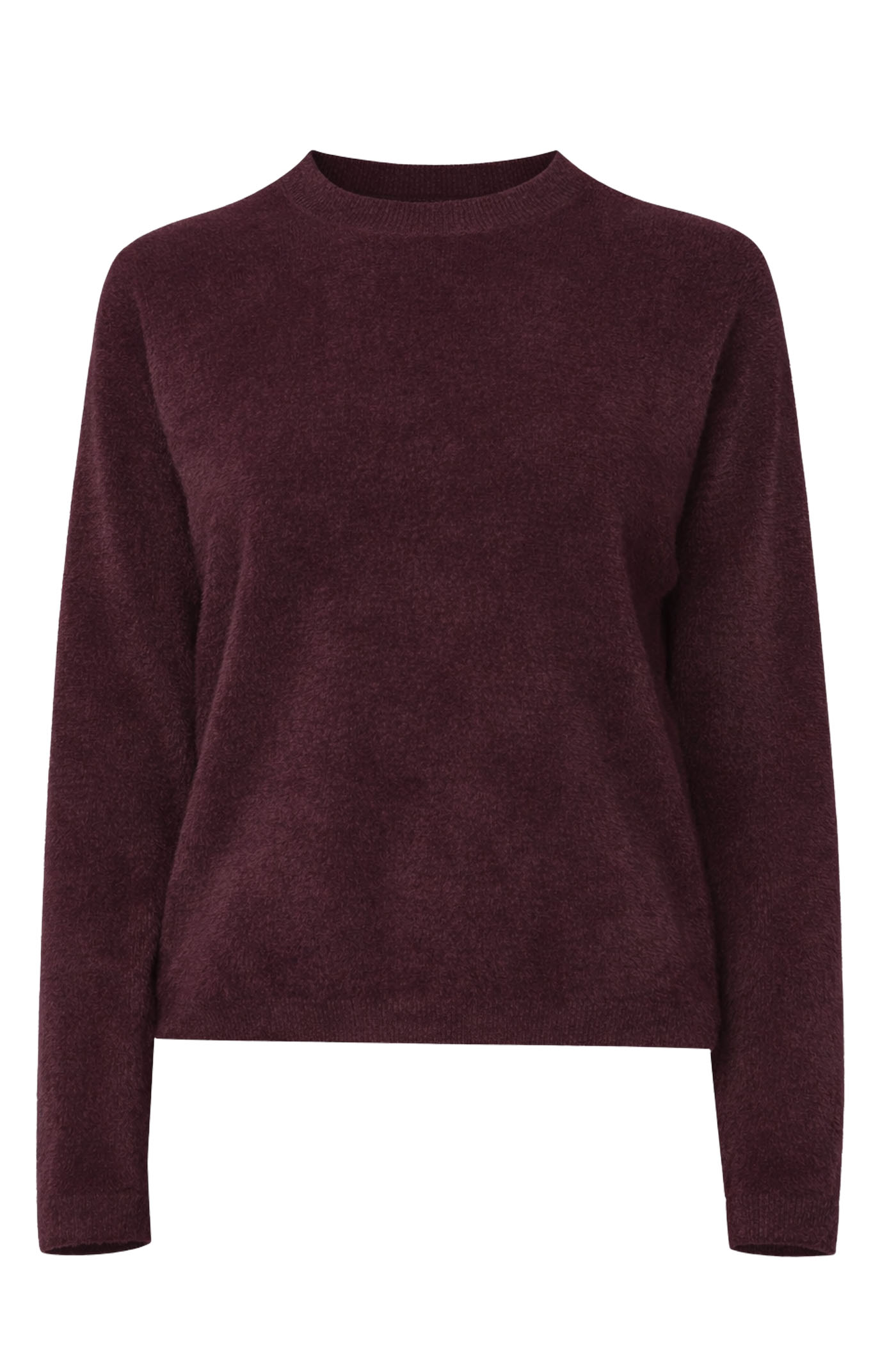 MARLINA LONG SLEEVE CREW NECK FUZZY SWEATER PURPLE