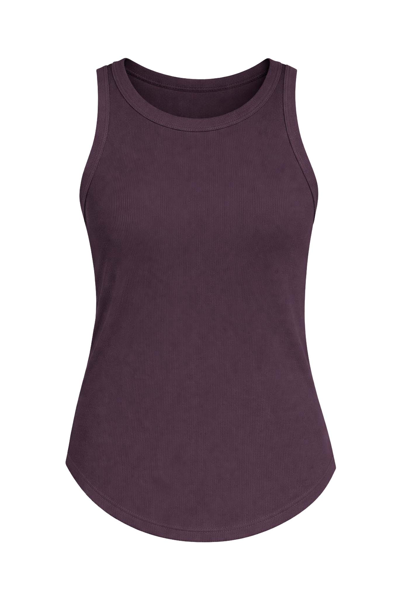 CLEO CURVED HEM RIB TANK PURPLE