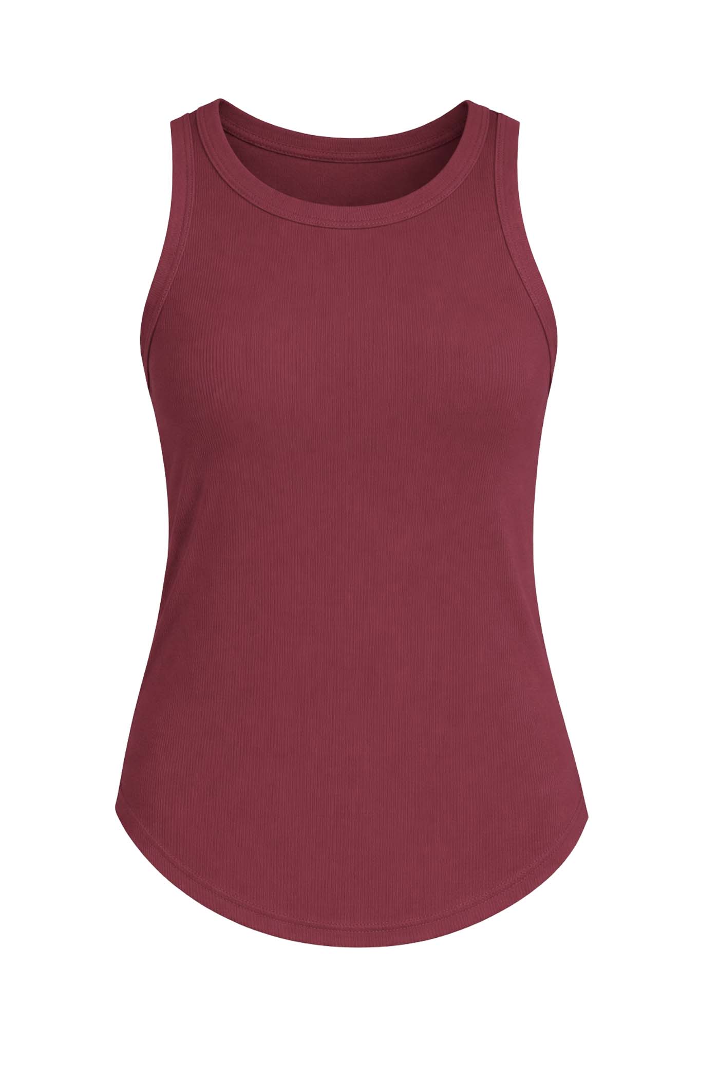 CLEO CURVED HEM RIB TANK RED