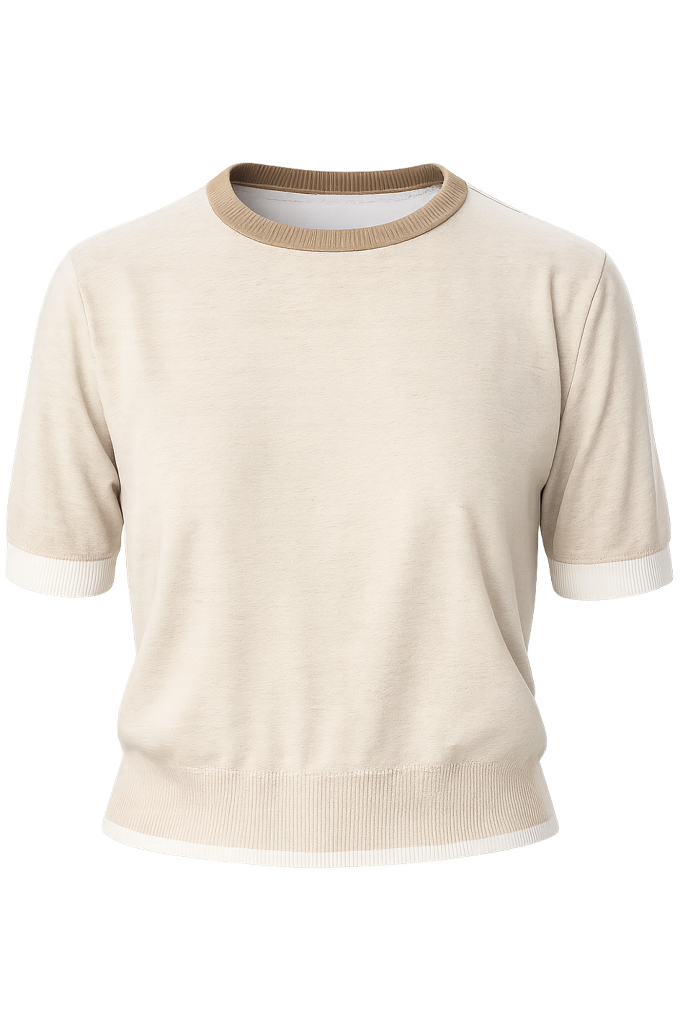 DERA CREW NECK SHORT SLEEVE RINGER TOP WHITE