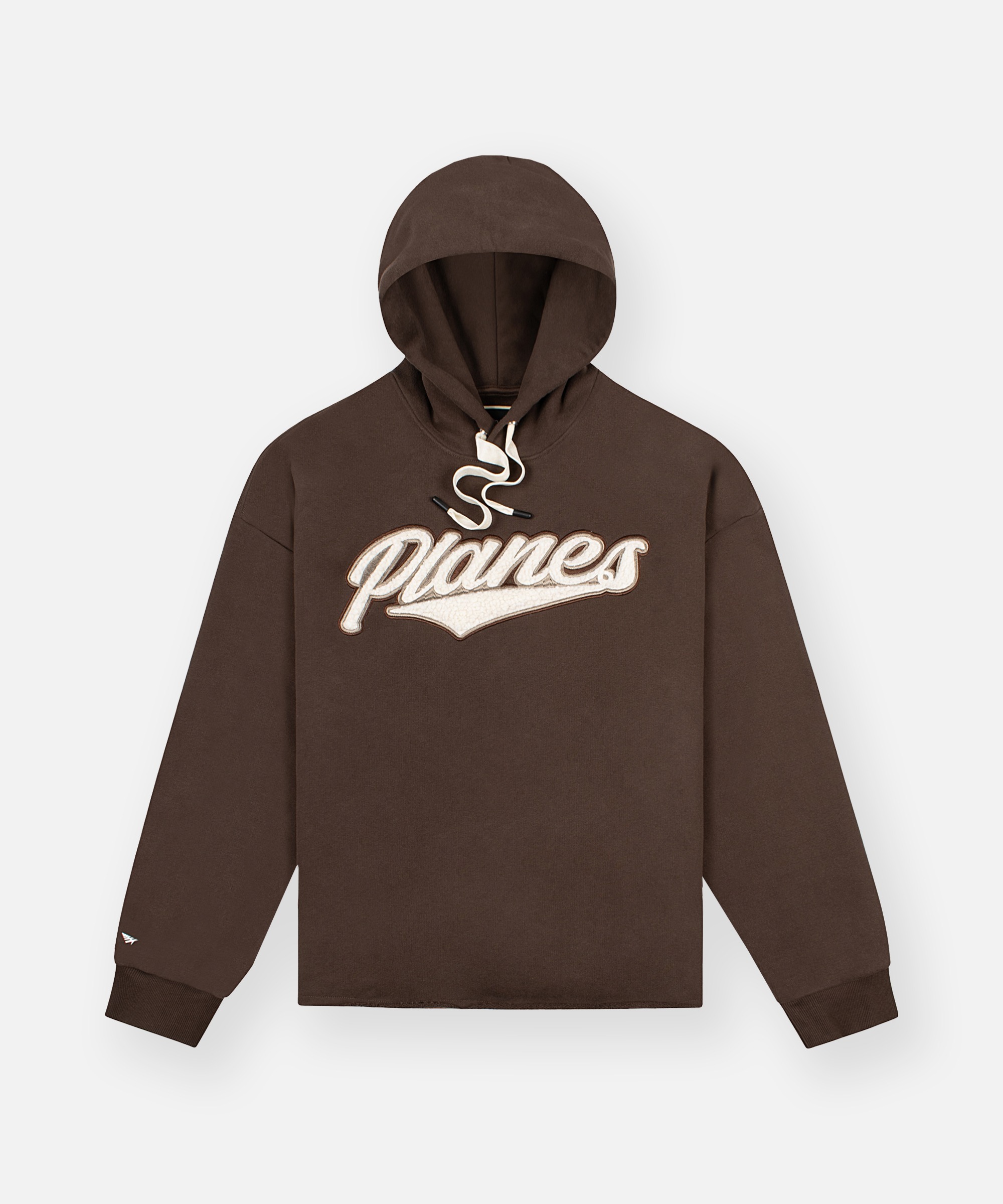 Paper Planes Planes Open Hem Sherpa Applique Hoodie